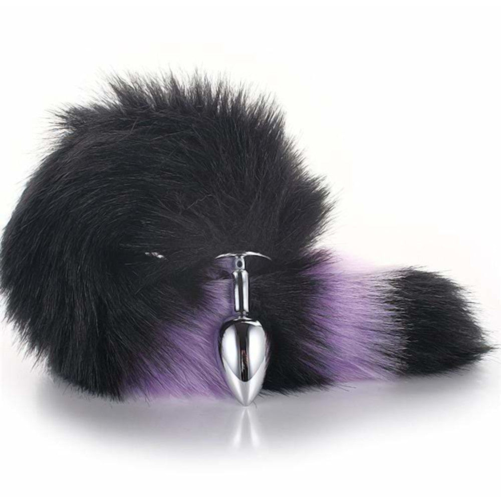 Black With Purple Fox Metal Tail Plug, 14" Loveplugs Anal Plug Product Available For Purchase Image 5