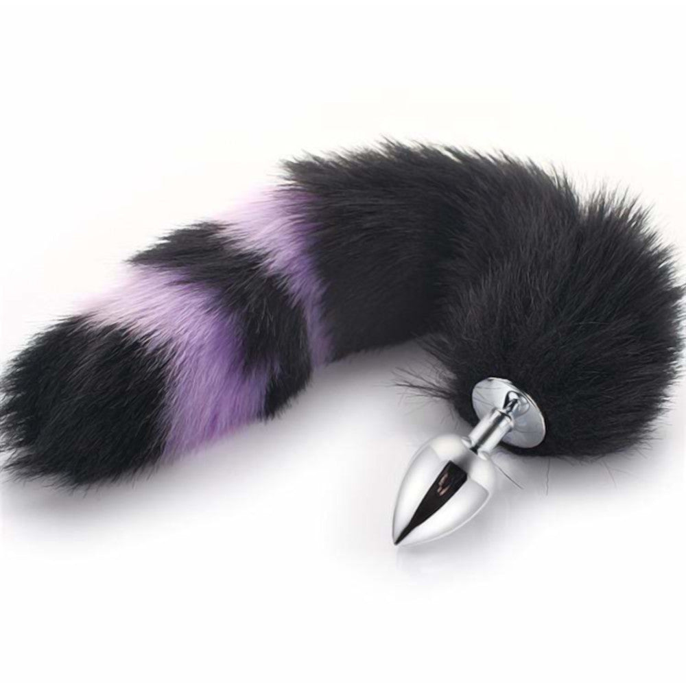 Black With Purple Fox Metal Tail Plug, 14" Loveplugs Anal Plug Product Available For Purchase Image 6