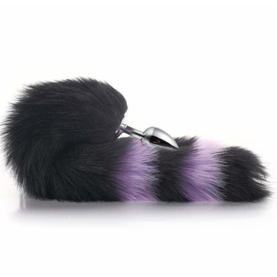 Black With Purple Fox Metal Tail Plug, 14" Loveplugs Anal Plug Product Available For Purchase Image 41