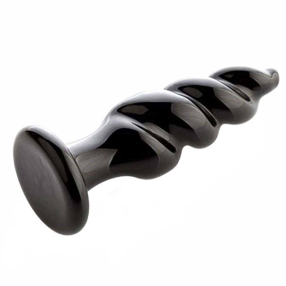 Black Spiral Glass Plug