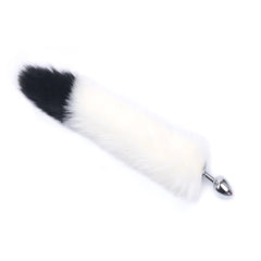 White with Black Fox Tail Stainless Steel Plug