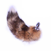 Long Brown Fox Tail With Plug Shaped Metal Tip