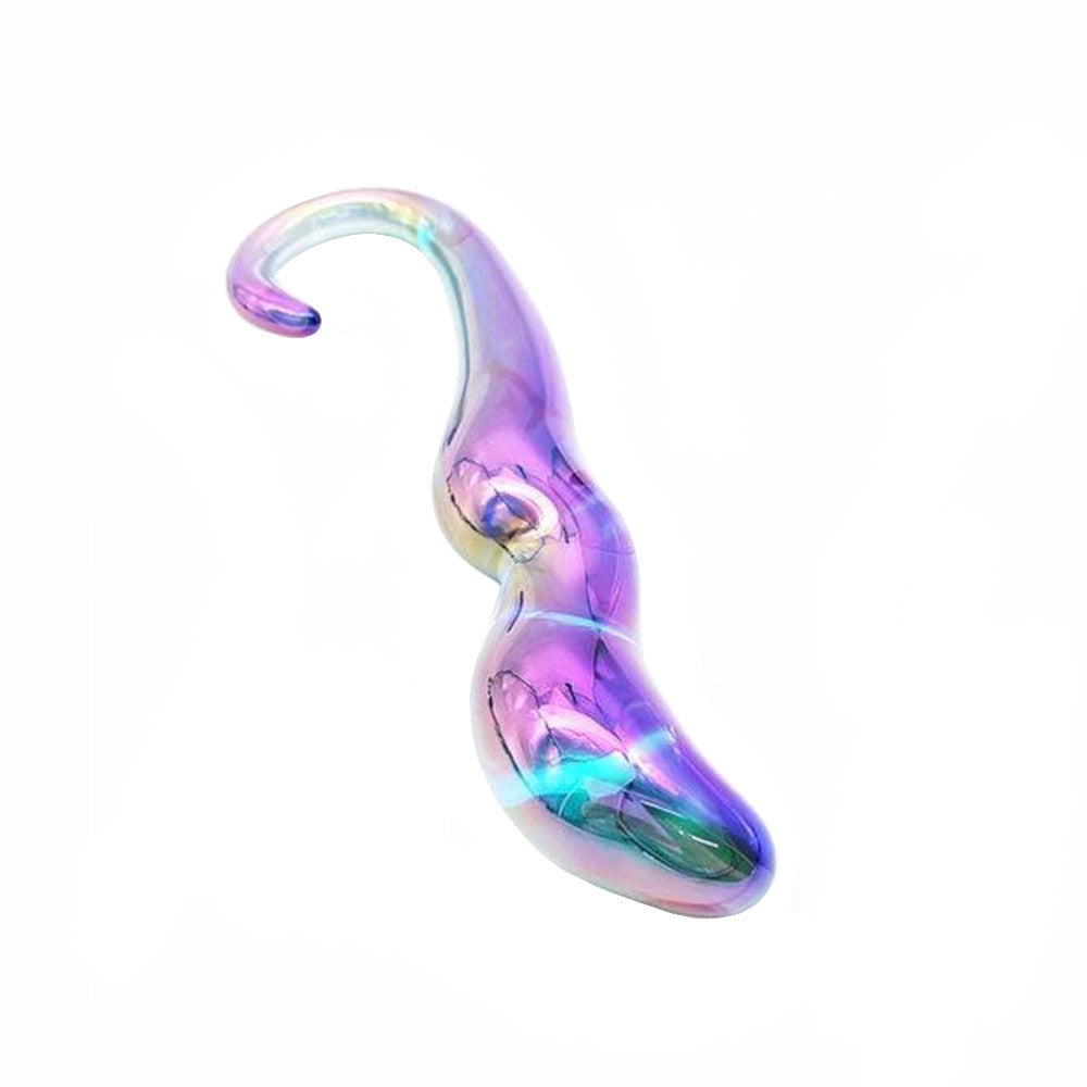 Rainbow Teardrop Glass Dildo