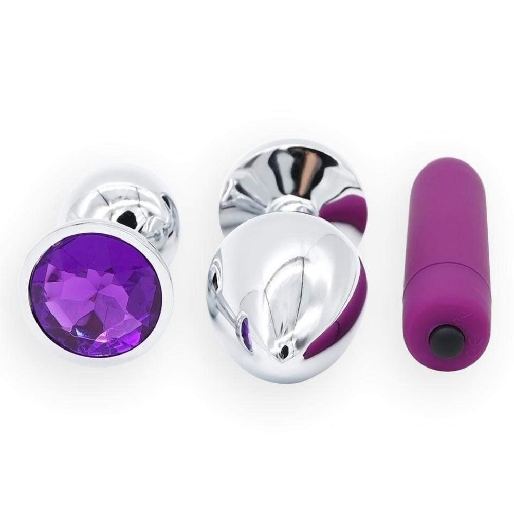 Purple Jeweled 3" Stainless Steel Butt Plug Loveplugs Anal Plug Product Available For Purchase Image 4
