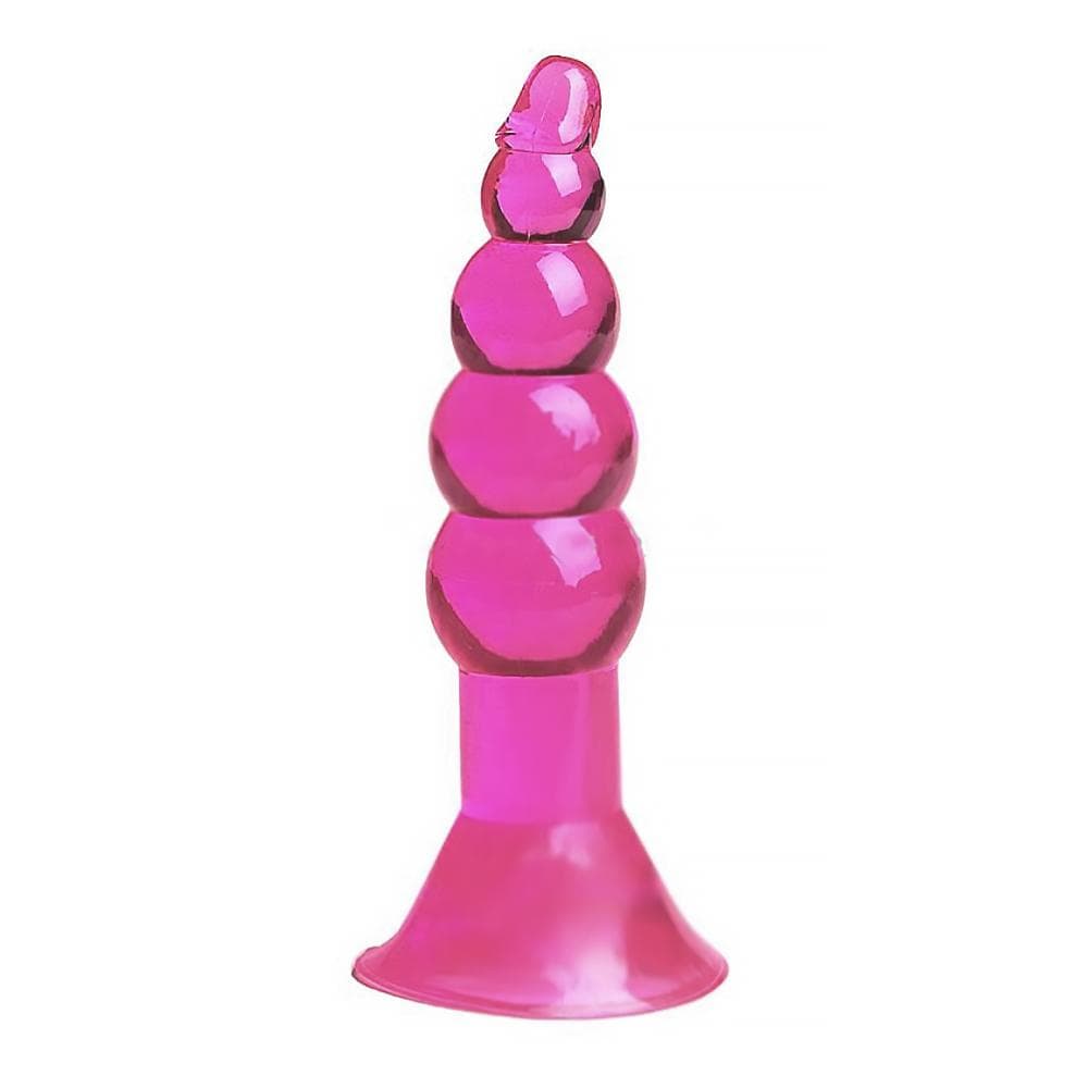 Jelly Flexible Anal Teaser – Bendable Double Ended Dildo & Anal Beads Butt Plug Set In Purple