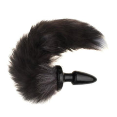 18" Black Cat Tail and Silicone Plug