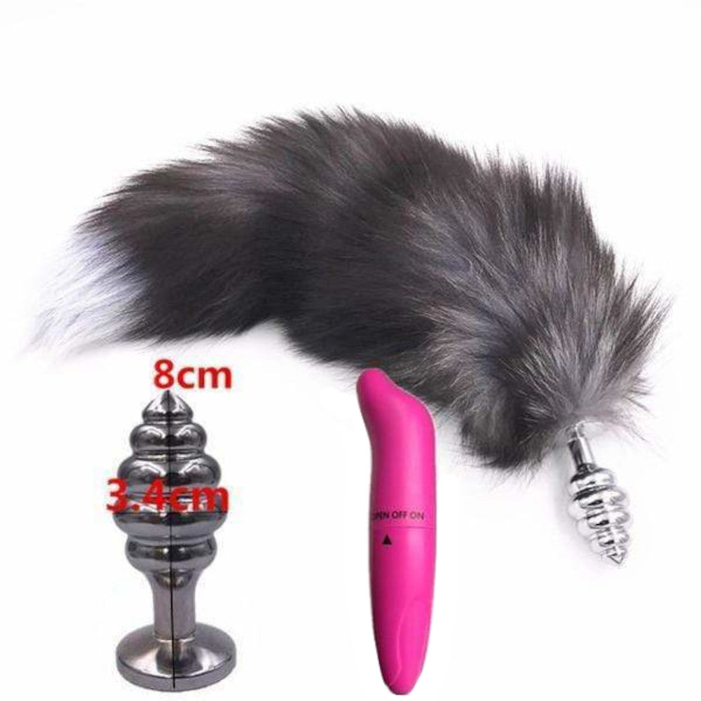 Dark Fox Tail With Vibrator 15"