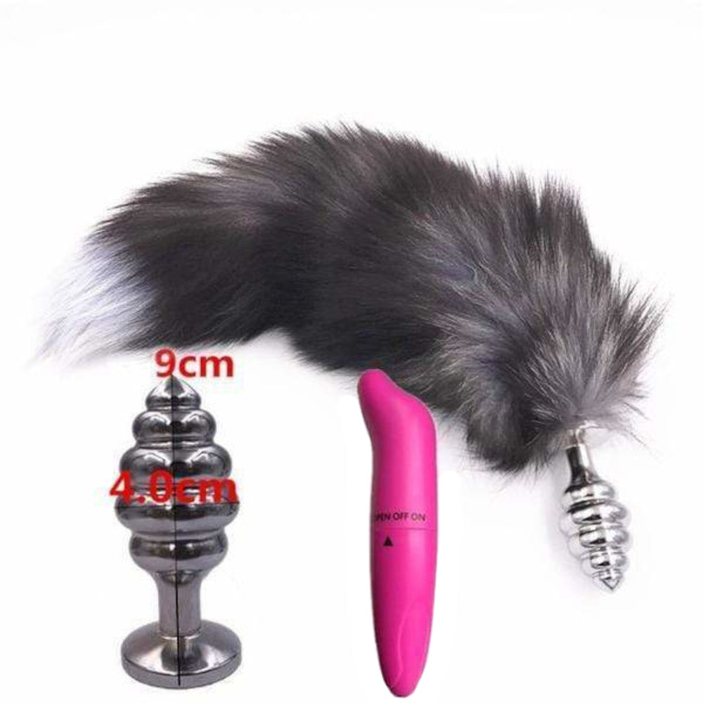 Dark Fox Tail With Vibrator 15"