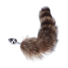 14" Furry Brown Fox Tail with Metal 