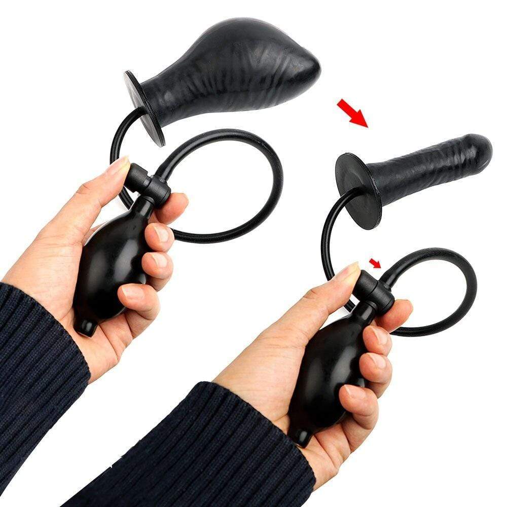 Black Inflatable Silicone Dildo Toy