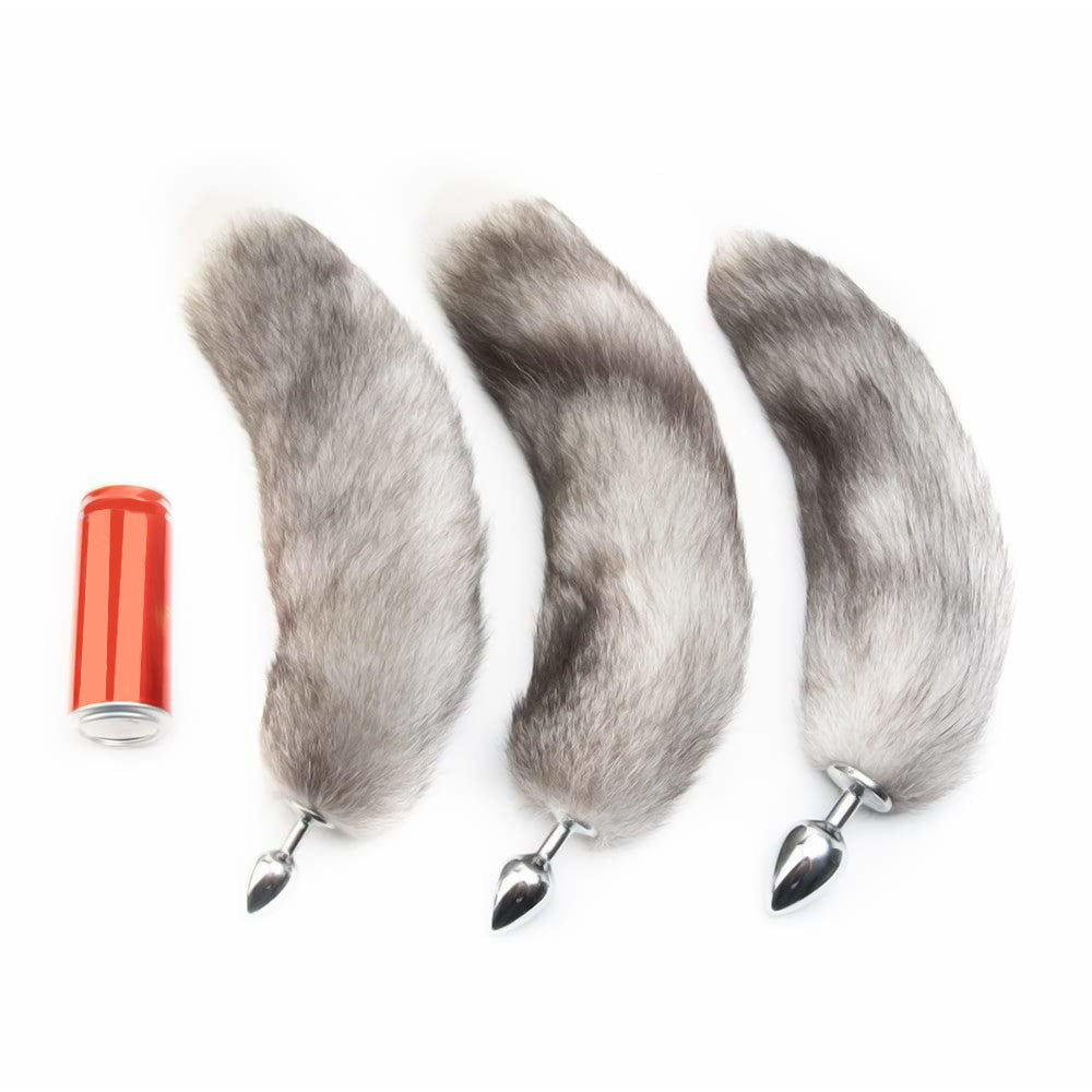 Gray Fox Tail Plug 16"